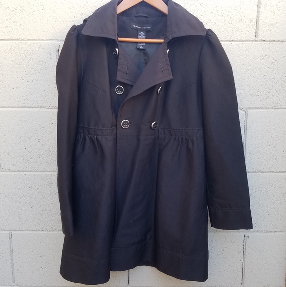 New York & Company Black Peplum Peacoat